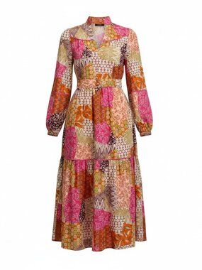 FATE Boutique 70s Inspired Patchwork Boho Maxi Dress Belted NWT Sz S